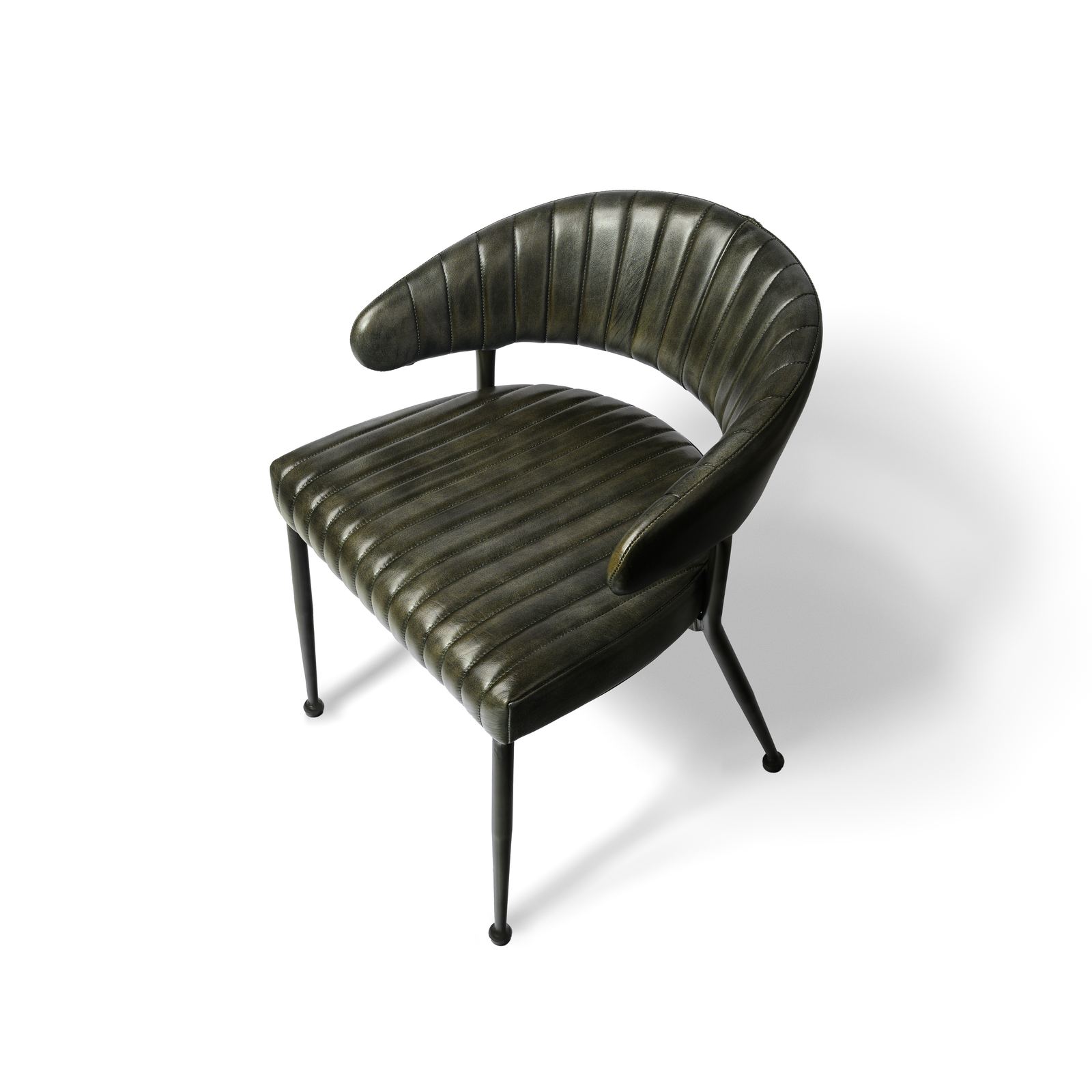 Caldera dining chair in olive waxy leather